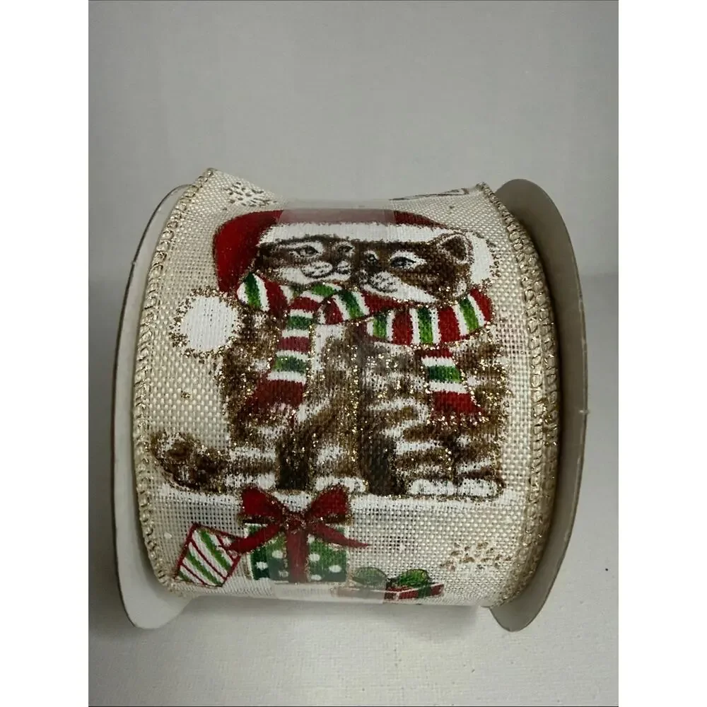 Red & Green Cat Gift Ribbon Garland